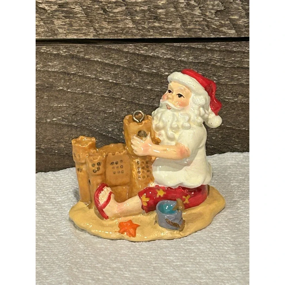 Sandcastle Santa Christmas Ornament‎ Tropical Beach Coastal